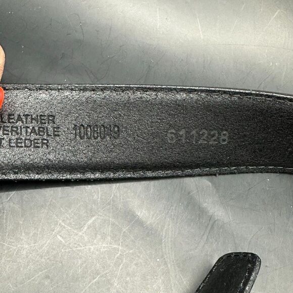 Mens Belt size 43 Black Leather Silver Square Buckle 49 Inches Length - Picture 5 of 10